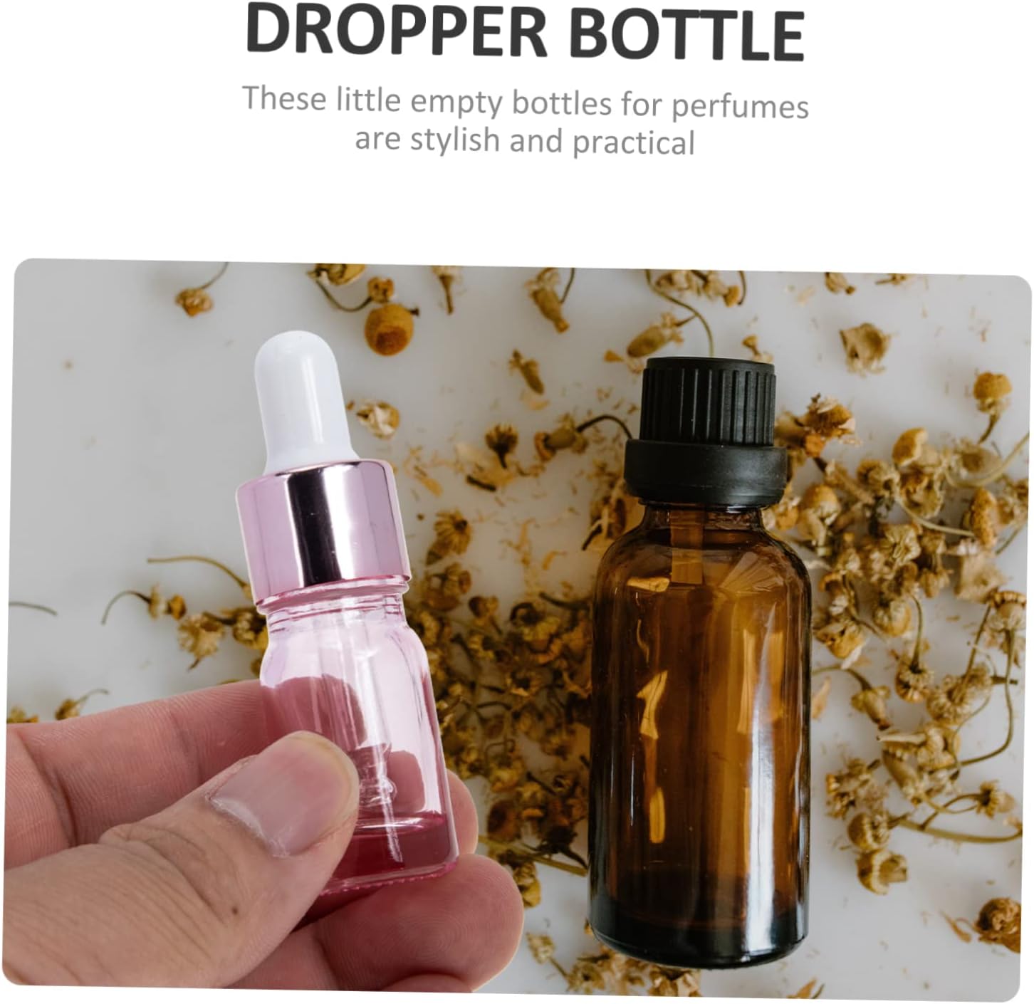 35pcs Rose Gold Dropper Bottles Glass Containers for Perfume Essence Refillable Travel Bottles for Women for Beauty Products and Gifting