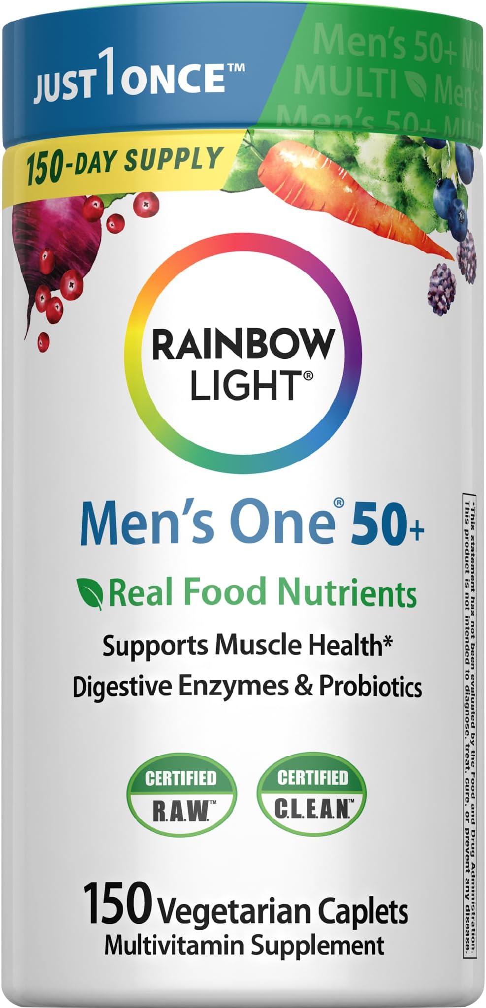 Multivitamin for Men 50+, Vitamin C, D & Zinc, Probiotics, Men's One 50+ Multivitamin Provides High Potency Immune Support, Non-GMO, Vegetarian, 150 Tablets