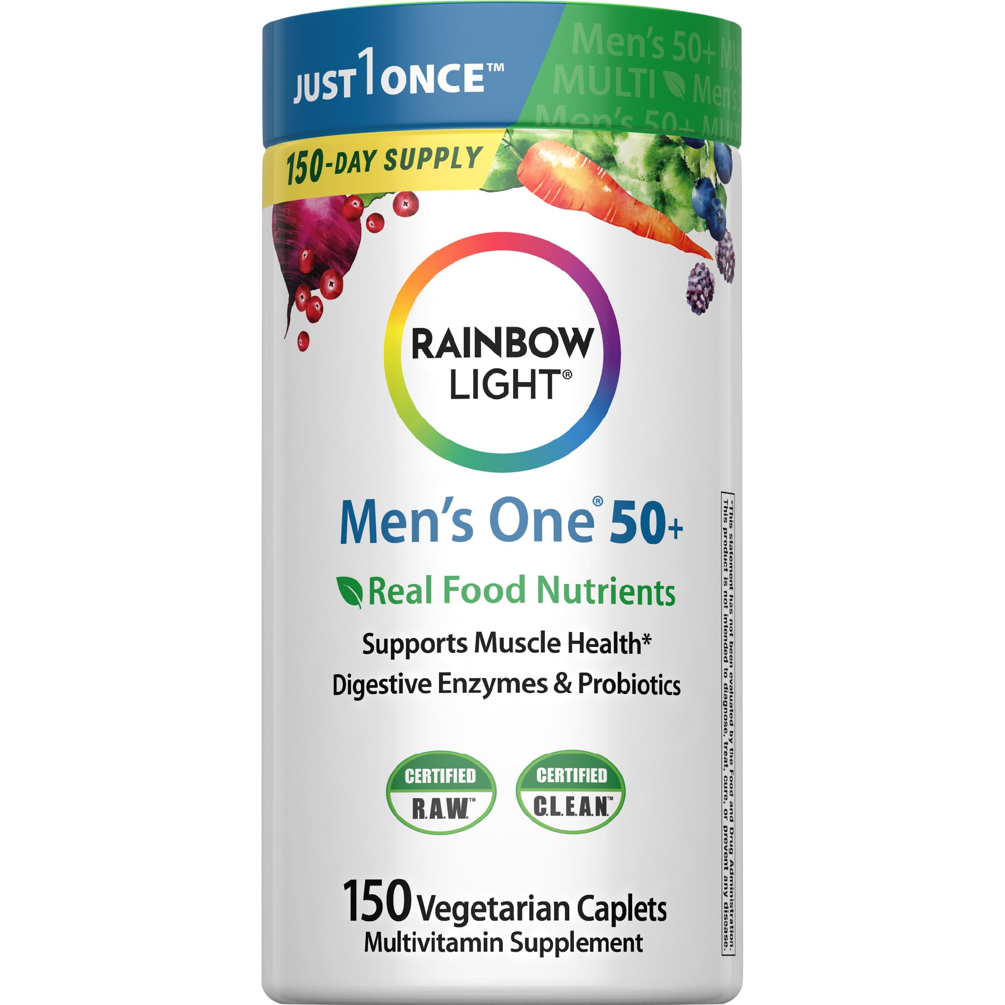 Multivitamin for Men 50+, Vitamin C, D & Zinc, Probiotics, Men's One 50+ Multivitamin Provides High Potency Immune Support, Non-GMO, Vegetarian, 150 Tablets