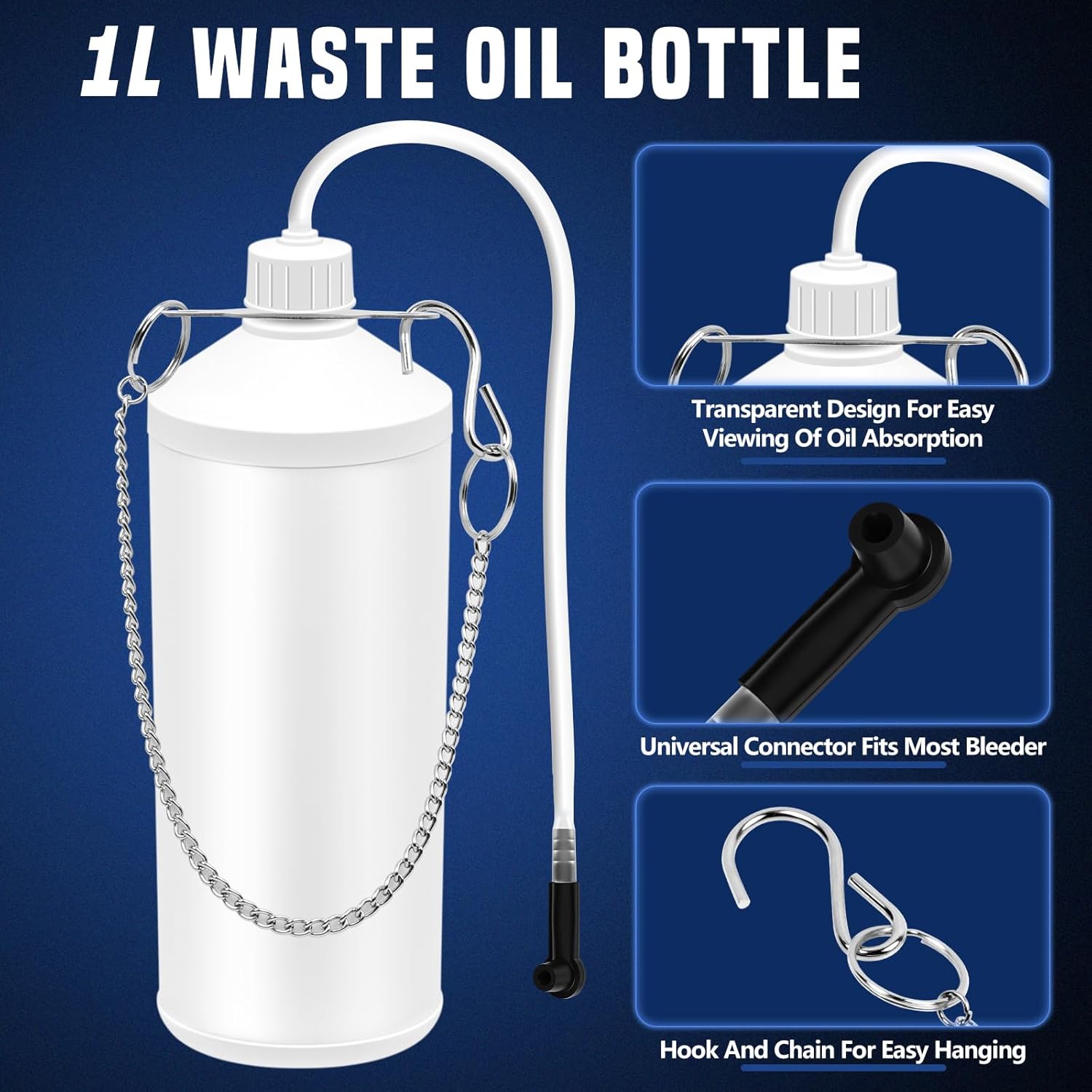 3L Manual Brake Bleeder Kit, Fluid Vacuum Pump Brake Pressure Bleeder kit with 4 Master Cylinder Adapters and 1L Brake Bleeder Bottle,Suitable for Most Models