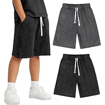 Arssm 2 Pack Boys Shorts Cotton Acid Washed Athletic Shorts Kids Summer Active Shorts with Pockets
