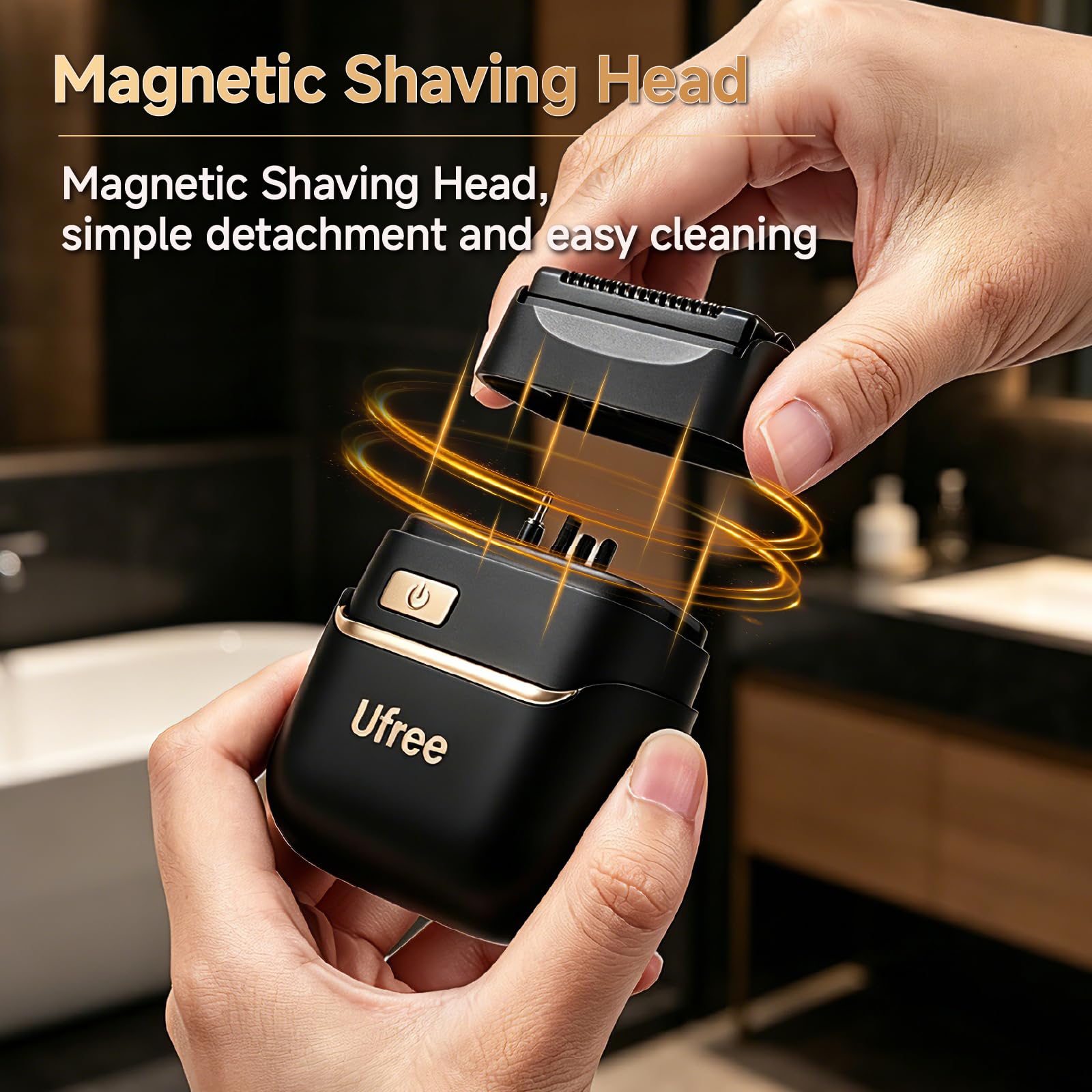 Ufree Rasoirs électriques pour homme, 4 lames flottantes pour homme avec affichage LED, rasoir électrique étanche IPX6, rasoir électrique rechargeable USB-C pour voyage et toilettage quotidien