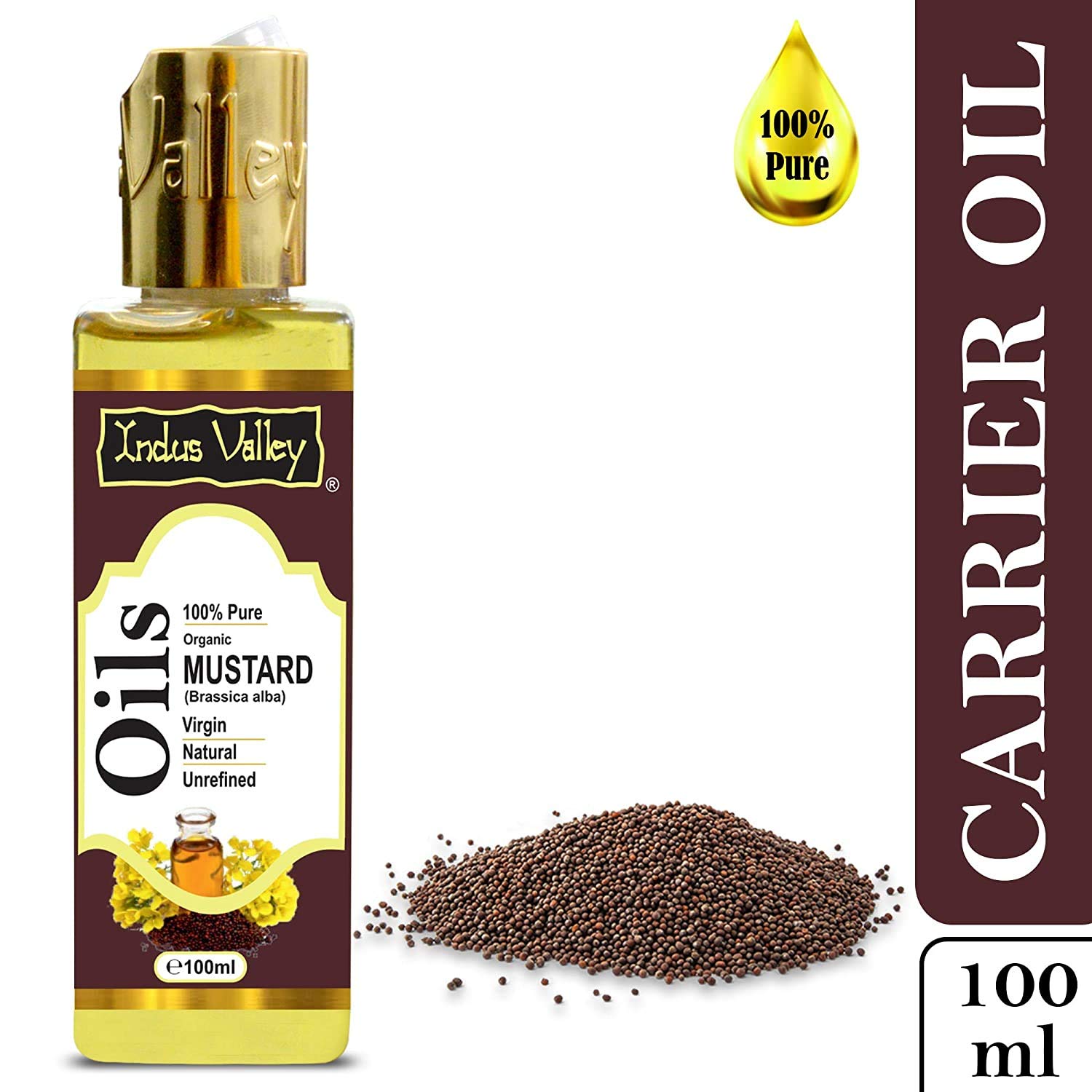 INDUS VALLEY 100% Natural Halal Certified Mustard Carrier Oils Hair Treatment,100ML