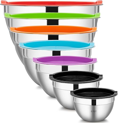 7-Piece Stainless Steel Mixing Bowls Set with Airtight Lids