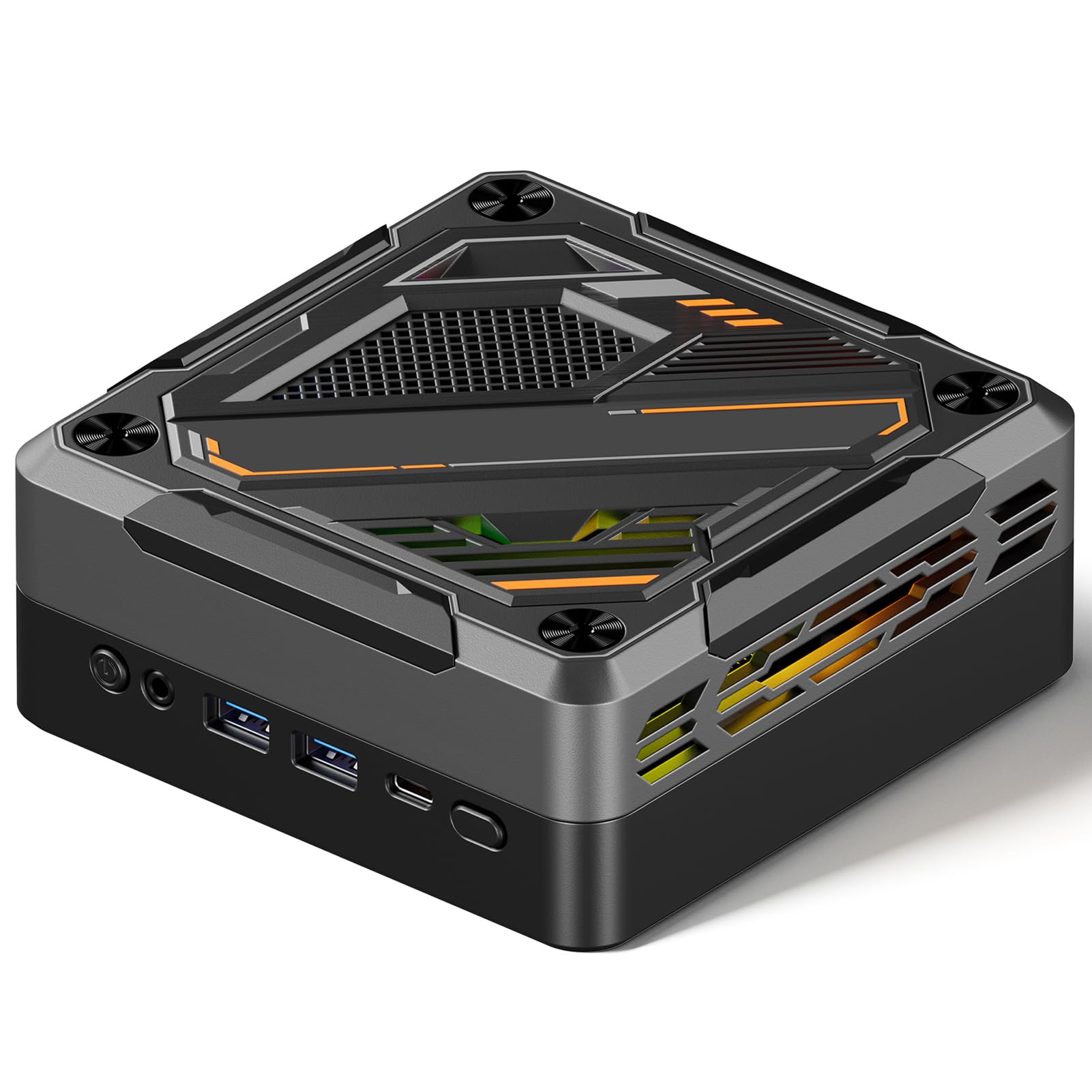 Domary Ryzen 7 5700U Mini PC 8 Core 16 Thread Mini Computer da Gioco con Illuminazione RGB WIFI6 BT5.2 4K Triplo Display per Conferenze in Ufficio a Casa (Spina UE da 16 GB e 512 GB)