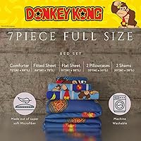 Vista 3 de Franco - Collectibles - Ropa de cama de Donkey Kong de Nintendo - Juego de 7 piezas con edredón reversible y sábanas supersuaves, con funda