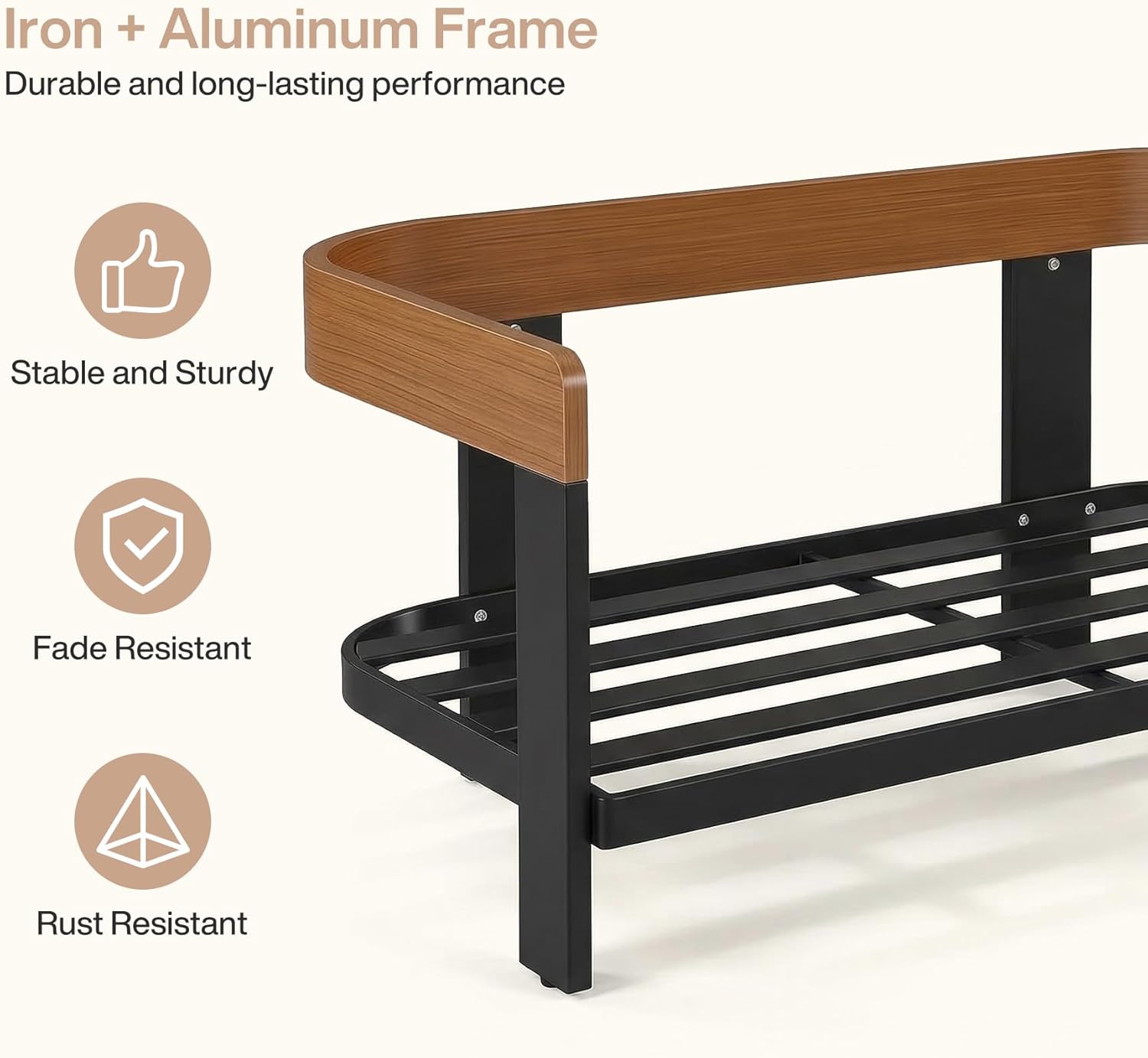 Tribesigns Patio Loveseat Sofa, Outdoor 2-Seater Metal Couch, U-Shape Chair with 8.66" Thickened Seat & Back Cushion, All-Weather Furniture for Porch, Backyard, Balcony | U-shaped Armrests, 100% Olefin Fabric