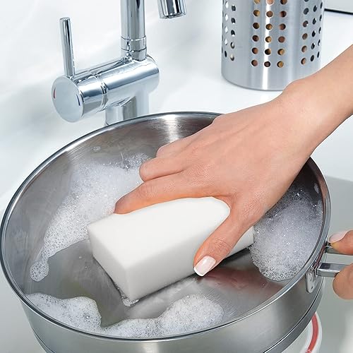 Miniatura 7 de MANCHAP Paquete de 100 esponjas de limpieza de espuma de melamina blanca, esponjas ligeras antiarañazos, esponjas de espuma para platos, borrador