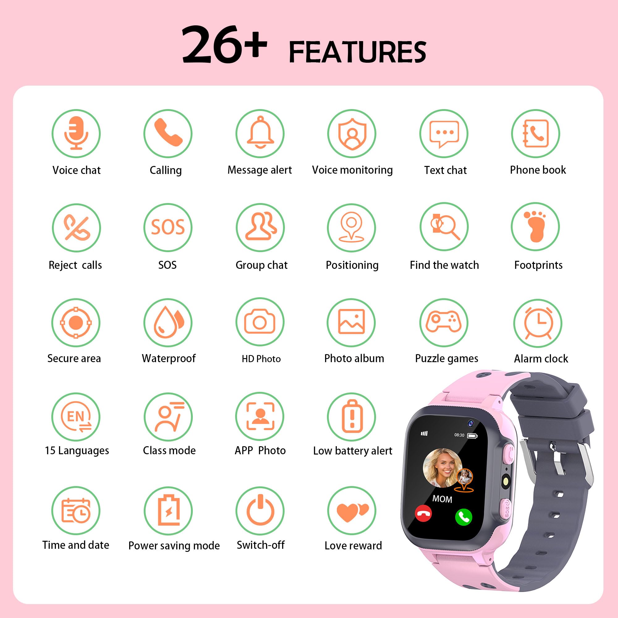 Inteligentny Zegarek dla Dzieci z GPS Lokalizacja Latarka Czat Głosowy Telefon SOS Gry Budzik Model Klasy IP68 Wodoodporny Cyfrowy Smartwatch dla Dzieci Chłopcy Dziewczynki Urodziny Prezenty