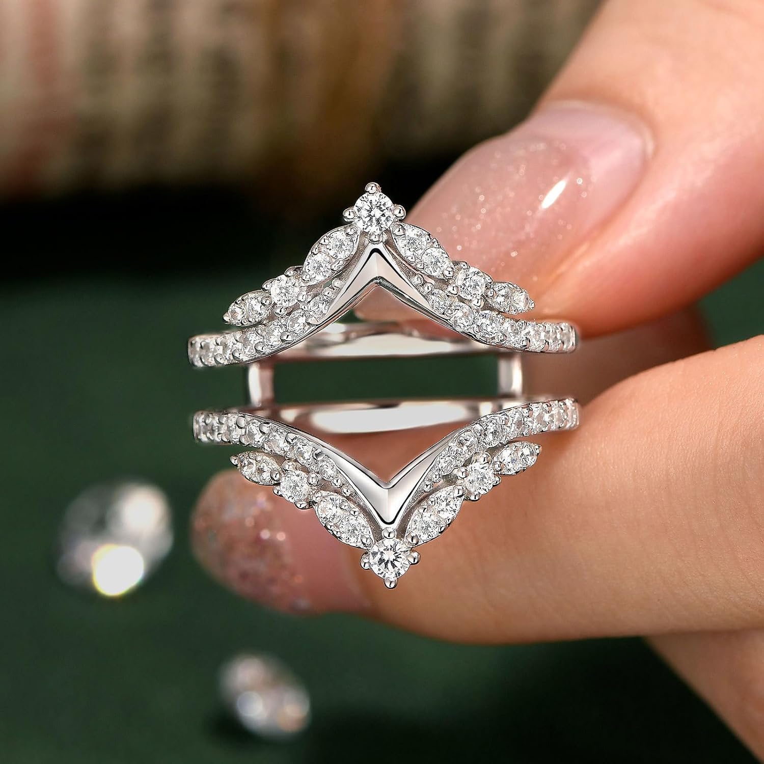 SHELOVES Vintage Ring Enhancer for Engagement Rings Curved Enhancer Guard Ring 925 Sterling Silver Sz 5-10