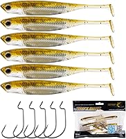 Vista 3 de Goture Kit de cebos de plástico suave con ganchos de gusano, cebos de baño rectos/remo / tenedor, cebos suaves para sábalo jerkbait para trucha