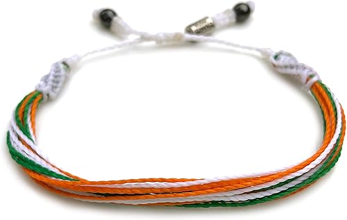 Ireland Bracelet in Irish Flag Colors White, Orange and Green - Custom Sized Adjustable String Bracelet Irish Gift for Men Women Kids