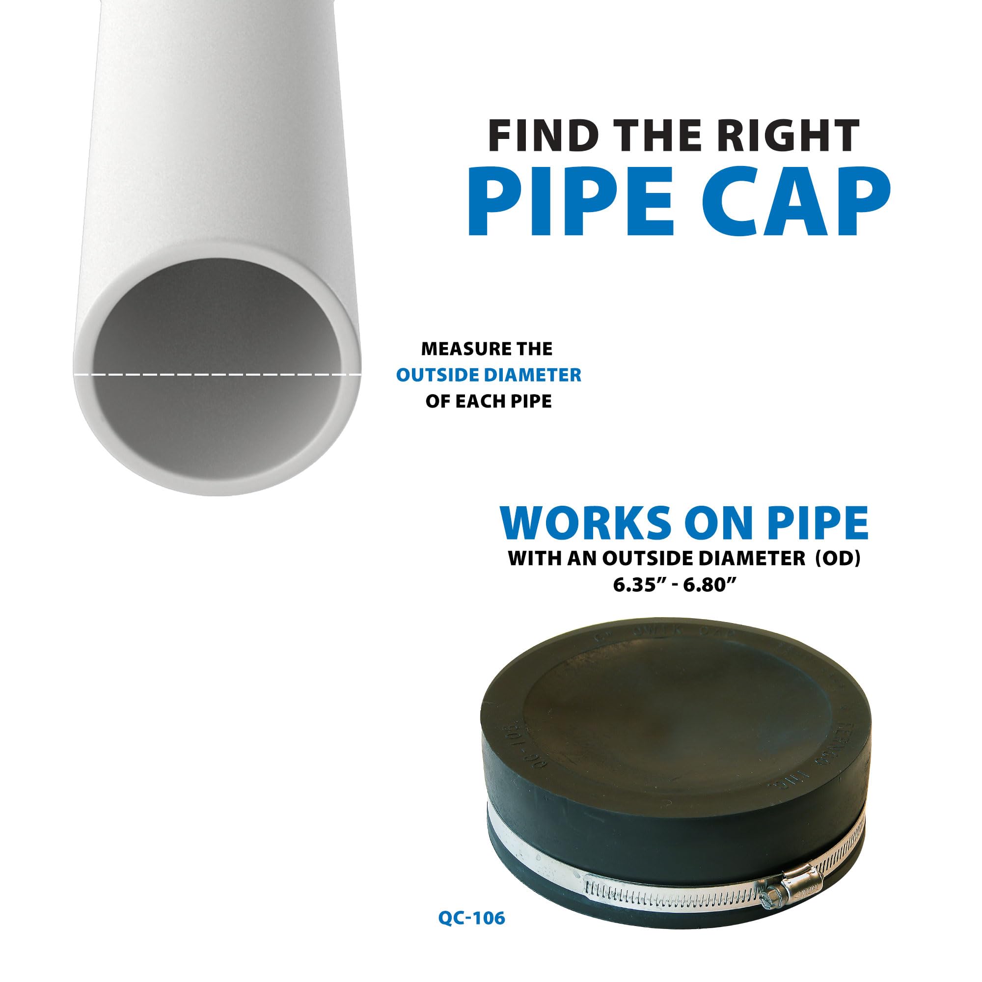 MARC＆LONA Element Piping Cap Amazon.com: Fernco 6-in. Pipe Cap - Qwik Cap : Industrial & Scientific