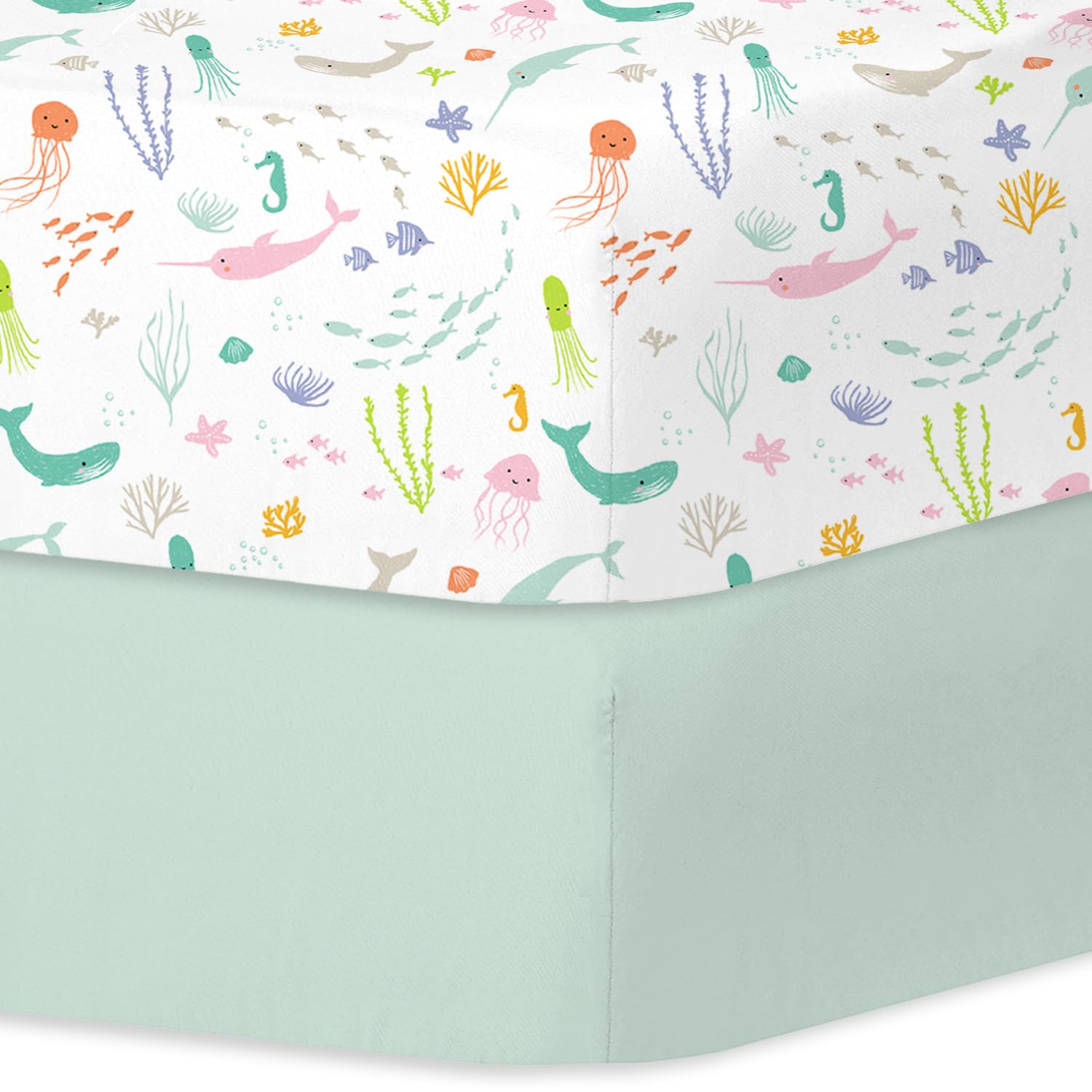 Little Grape Land Cot Sheets for Boys Girls 2 Pack Cot Sheets Fitted Size 60 * 120 * 15cm for Crib and Toddler Mattresses Soft Breathable Microfibre