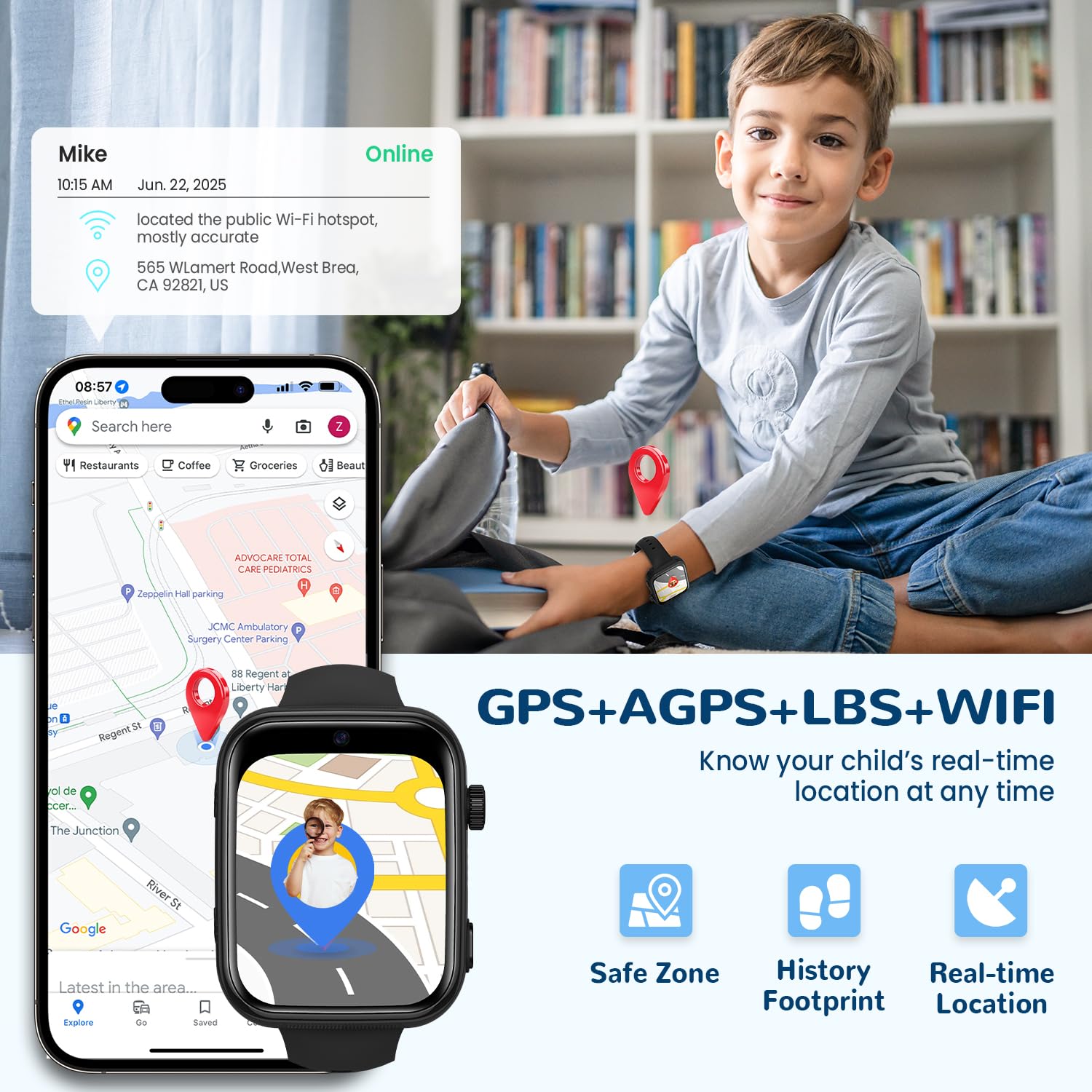 Fitnynxos 4G Smartwatch Bambini con Chiamate e GPS, Orologio Smartwatch Bambini con Videochiamate, SOS, Chat Vocale, SMS, Modalità Scuola, Whatsapp, WiFi, SIM, IP68 Contapassi, Regalo Bambino, Nero