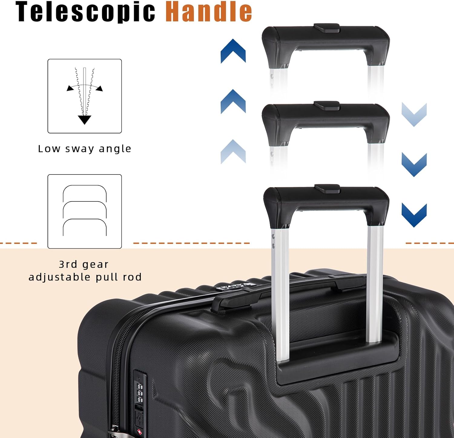 Suitcase Set 3 Piece 20-inch Carry on Luggage with Wheels ABS Hard Shell Lightweight and TSA Lock - Image 3