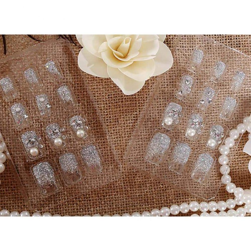 ACiyD Donne Brillanti Fai da Te Unghie finte Ragazze simulate s Argento Nail Art Moda Testa Quadrata Unghie finte