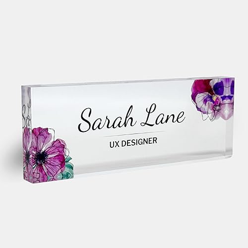 Miniatura 8 de Bloque de placa de nombre de escritorio de acrílico transparente grueso de 8 x 3 pulgadas, decoración profesional de oficina, regalo de placa