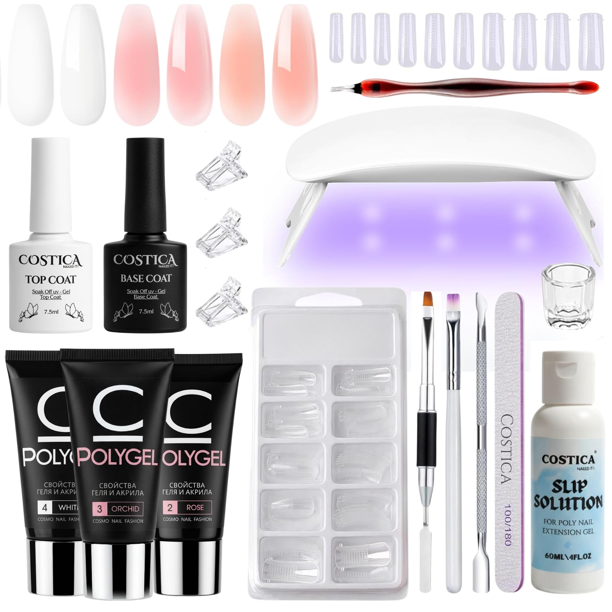 Poly Nail Gel Extension Kit, 17 in 1, Toxic Free, UV Nail Art, Glue-Free Manicure and Pedicure Set, Builder Gel-image-21