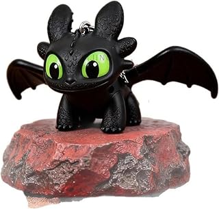 XONCO Premium Black Mini Dragon Keychain with LED Glowing Green Eyes - Cute Fantasy Action Figure Bag Charm, Backpack Acce... Price In India