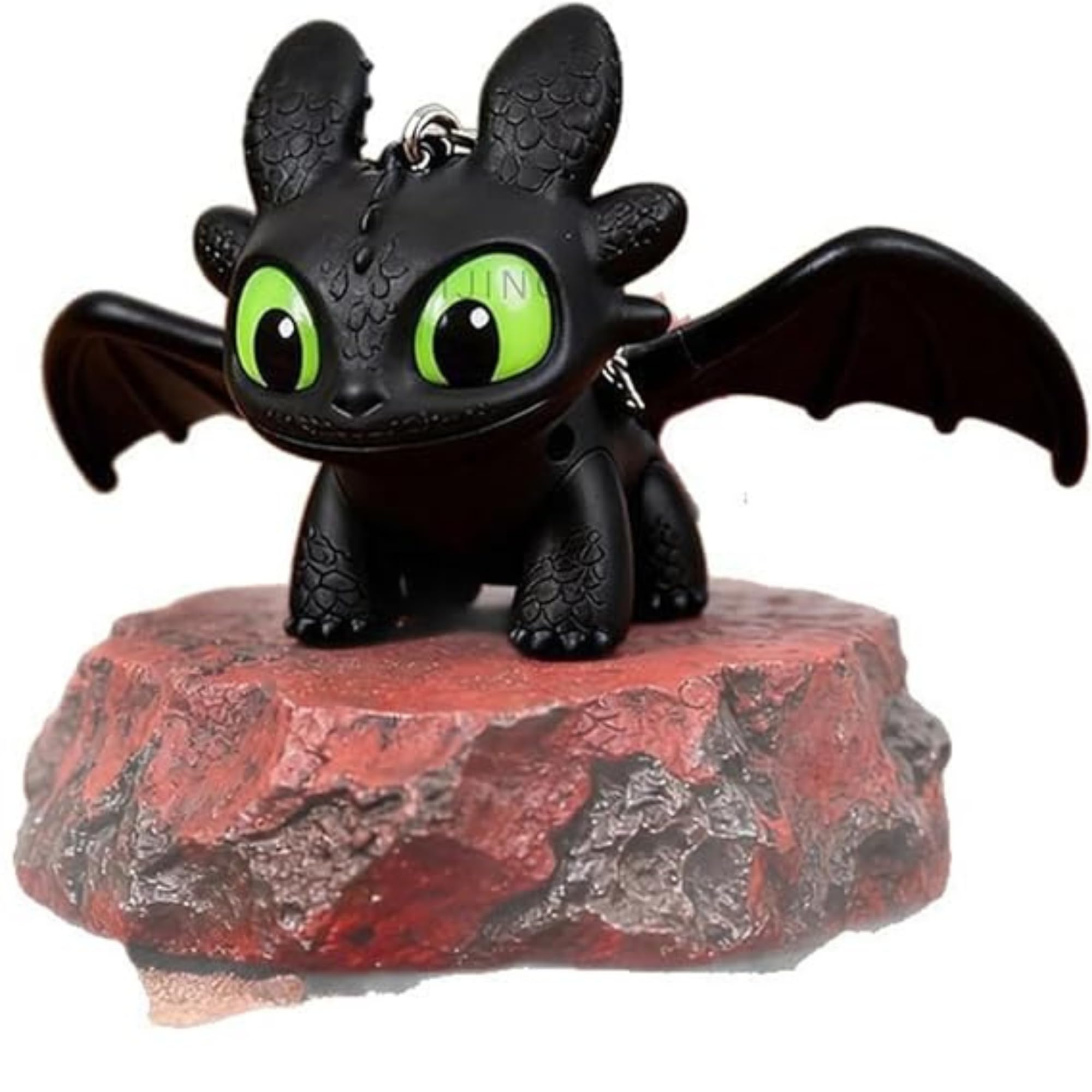 Premium Black Mini Dragon Keychain with LED Glowing Green Eyes - Cute Fantasy Action Figure Bag Charm, Backpack Accessory & Light-Up Keyring Toy Gift for Kids and Adults-image-17