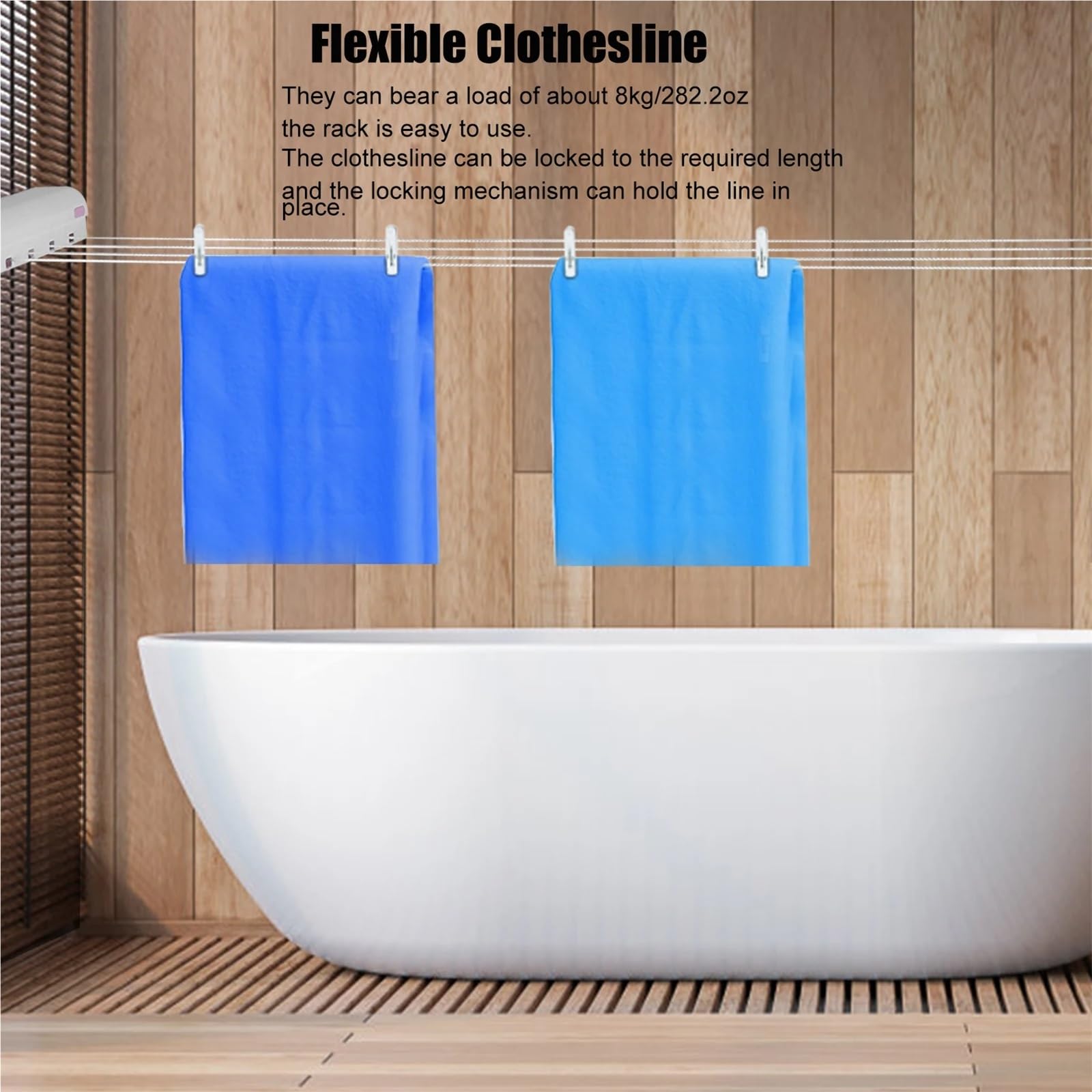Corde à Linge rétractable, Corde de séchage for vêtements, Facile Utiliser for Les Fournitures d'intérieur et d'extérieur pour Le Linge