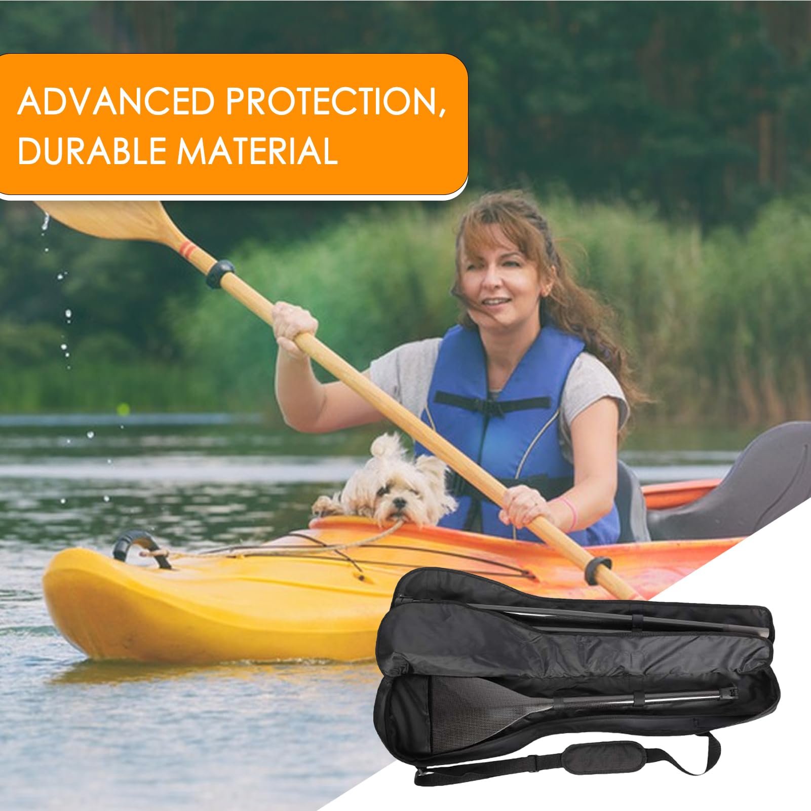 Kajak-Paddel-Aufbewahrungstasche, Oxford-Stoff, 130 x 25 x 7 cm, Doppelkopf-Paddeltasche, wasserdicht, dreiteilig, verstellbarer Riemen für Sport, verstellbarer Schultergurt