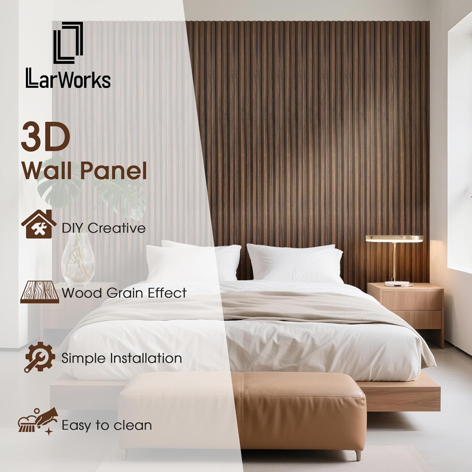 WPC Slat Wall Panels 8 Pack 96" x 6", Waterproof Fluted Wall Paneling, Accent 3D Wall Panel for Wall Decor, Bathroom, Bedroom, Office - Low Grille Walnut (Cover Approx.32 sq.ft) 96 x 6 inch Walnut
