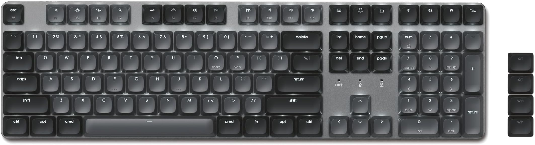 SM3 Mechanical Keyboard Wireless LED Backlit Bluetooth/USB-C Wired Mode Switching 108 Keys Full Size Gaming Keyboard Ergonomic US English Layout for Mac Windows Key Cap Replacement (Dark