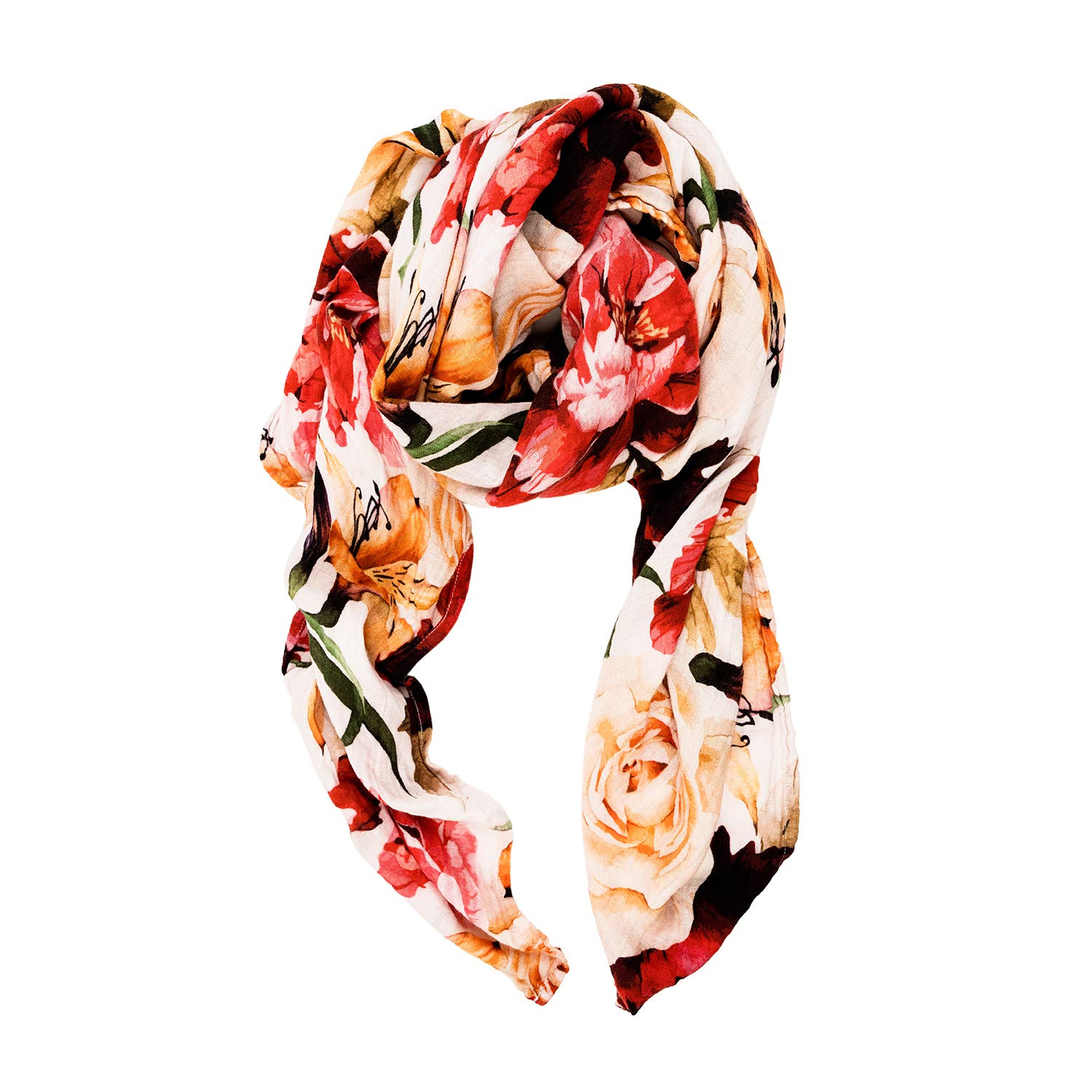 Water Based Environmentally Friendly Dyes - 100% Organic Cotton Muslin Swaddle Blanket for Newborn Baby (Red and Yellow Floral) - by Otten Baby