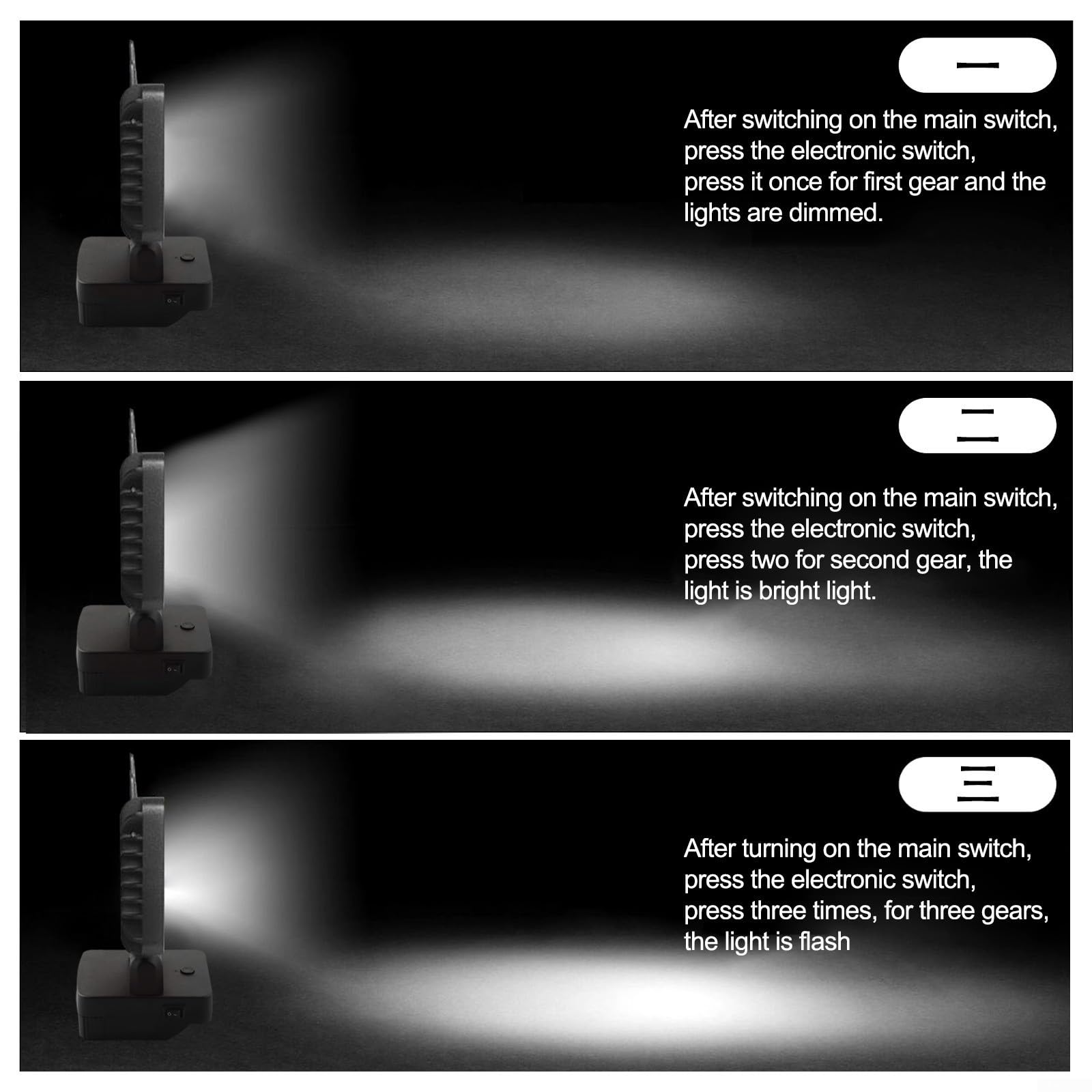 Luz de trabajo LED portátil para baterías Metabo 18V con cabezal ajustable para posicionamiento