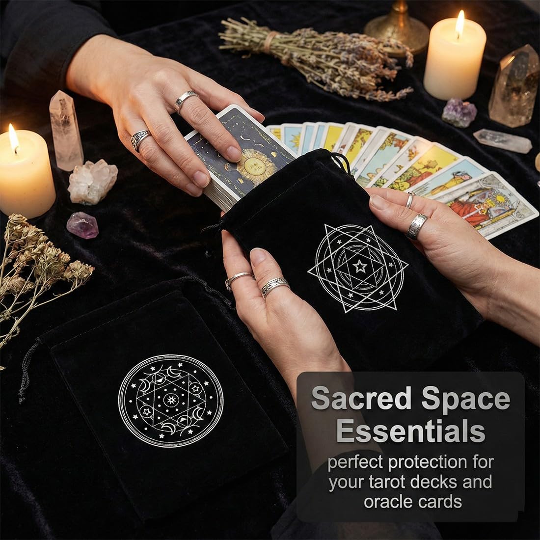 2 Pezzi Sacchetti Per Tarocchi, Misterioso Sacchetto Nero Per Carte Dei, Borsa Per Tarocchi, Dadi E Tarocchis, Con Coulisse, Porta Carte, Per Gli Appassionati