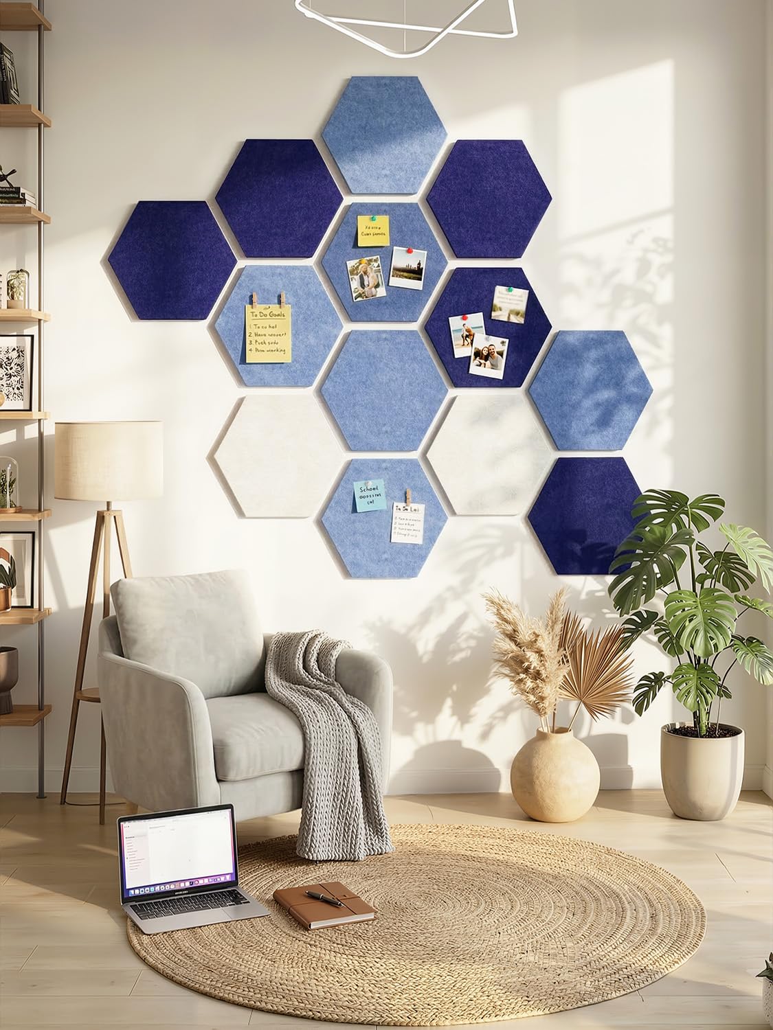 Groß Filz Pinnwand Selbstklebend Korkplatte Filzplatte mit 30 Pinnnadeln, 8 Stück Korkwand Filzboard Memotafeln Bulletin Board Memo Boards Wanddekoration für Büro Küche