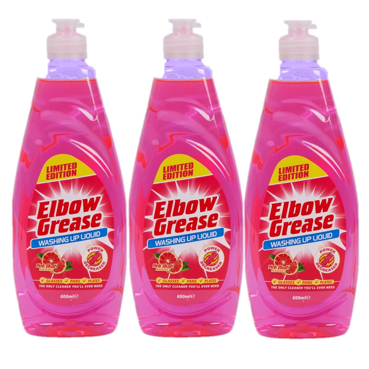 3 x 600ml Elbow Grease Washing Up Liquid Pink Blush Limited Edition