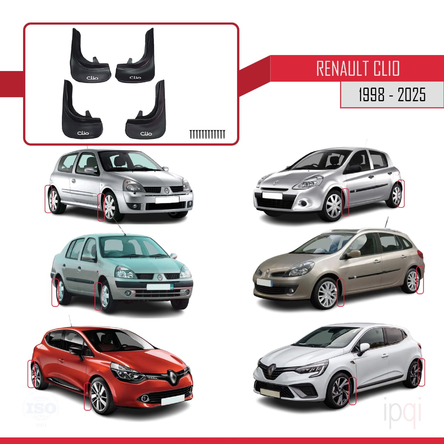 RE&AR Tuning Kompatybilny z Renault Clio 1998-2025 przód + tył, 4-częściowy zestaw