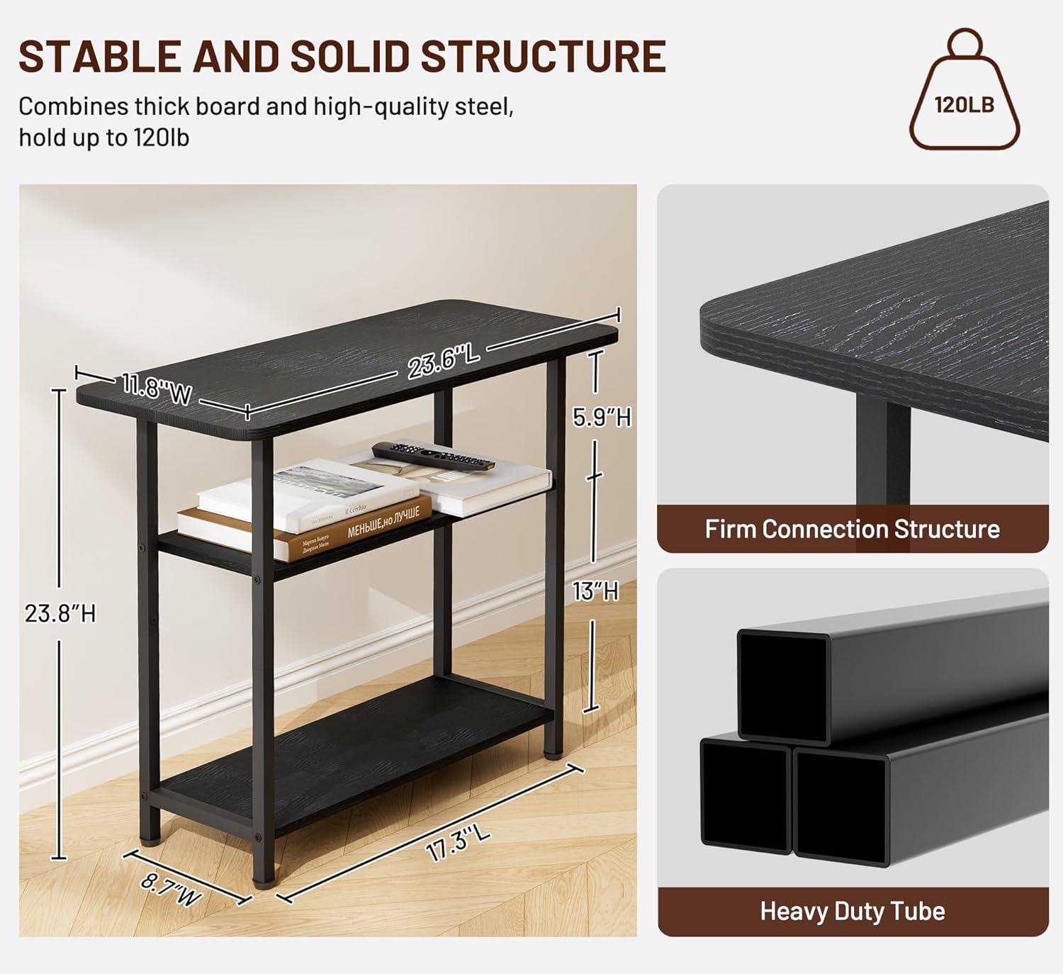 SLEEPING LB Side Table for Living Room, 3-Tier End Table for Small Space