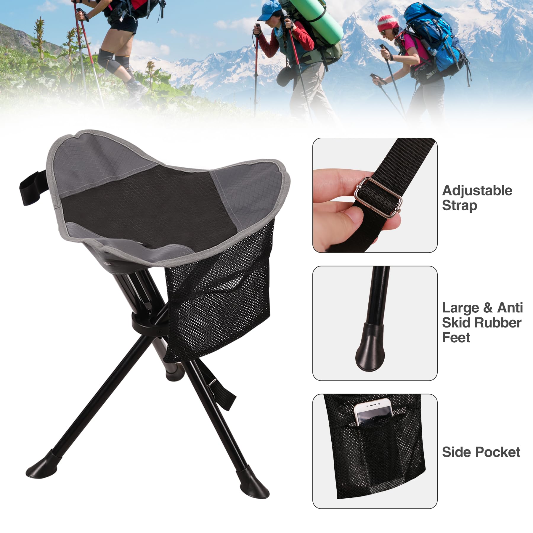 2-Pack Folding Hunting Stools – Portable Tripod Seat With Shoulder Strap – Camouflage – Costway-1156608