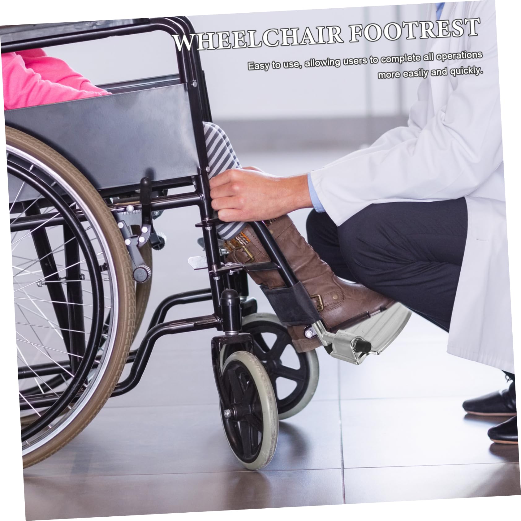 Poggiapiedi per Sedia a Rotelle Robusto e Elevabile, Set 2 Pezzi in Metallo Resistente, Supporto Antiscivolo per Pazienti Anziani e Disabili, Accessori Ricambio per Sedie