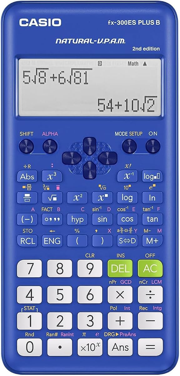 FX-300ESPLSBBUWAIT Calculadora científica, azul | 262 funciones, visualización natural de libro de texto; ideal para matemáticas y álgebra de secundaria y preparatoria