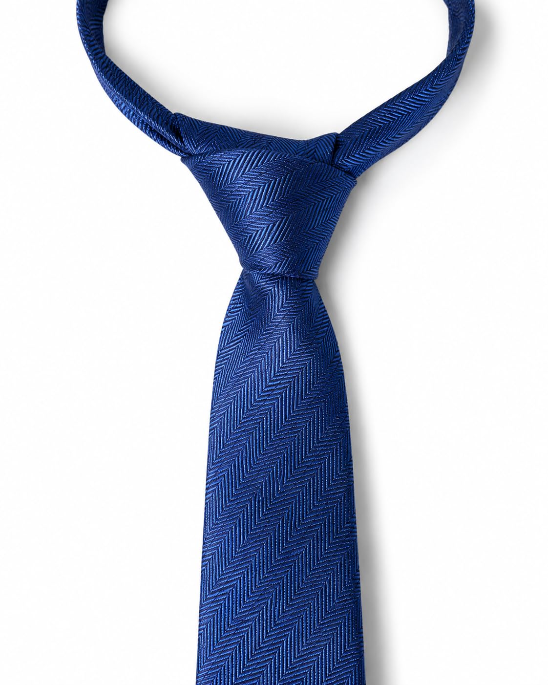 Monti - blaue Seidenkrawatte mit Fischgratmuster für Herren 6,5 cm