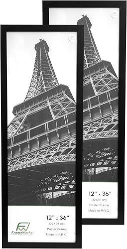 Vista 169 de FrameWorks Marco para póster de madera de 18 x 24 pulgadas, marcos clásicos de color negro mate con vidrio acrílico inastillable, fotos, pósters