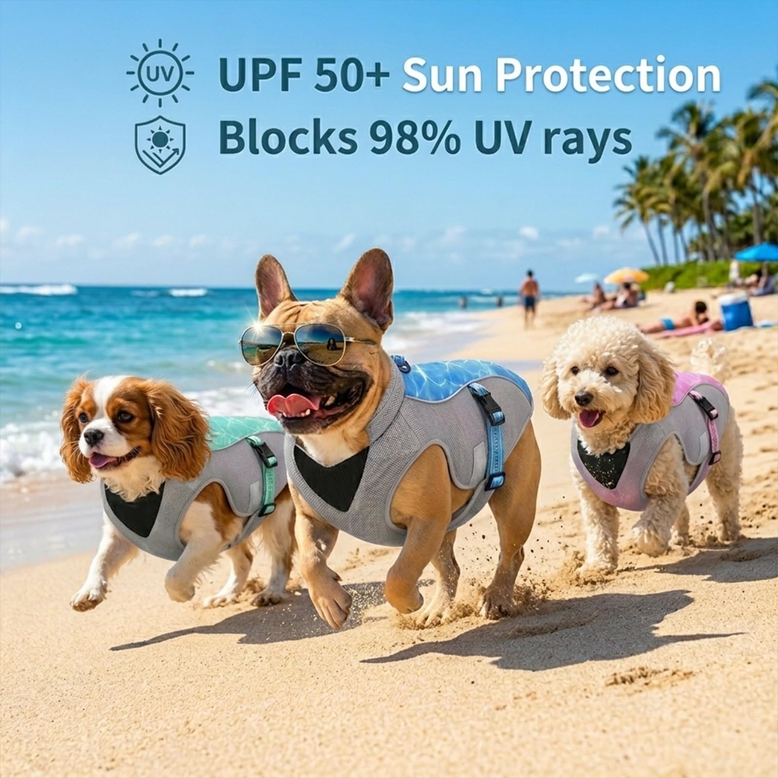 Pequeños Chaleco Refrescante para Perros Arnés Reflectante Para Perros Chaqueta Refrescante, Abrigo Fresco y Cómodo Para Perros, Seguridad a Prueba de Sol y Tecnología de Evaporación de Pantano