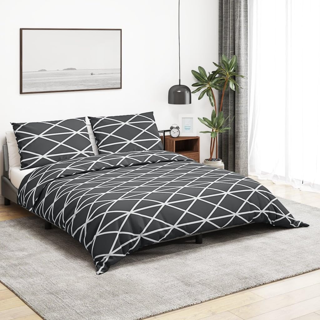 Generisch Zestaw pościeli 100% bawełny, szary, 200 x 200 cm, miękka poszwa na kołdrę o eleganckiej teksturze, łatwa w pielęgnacji, nadaje się do prania w pralce, trwała i odporna na kolory, Oeko-Tex