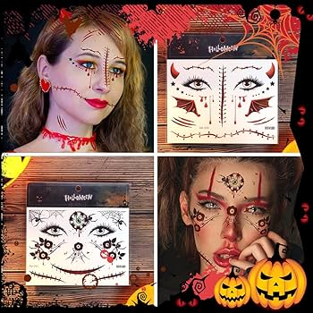 アメリカ☆フェイスタトゥー☆男の子編。ハロウィン 死者の日の仮のタトゥー。ハロウィンのコスプレ用。頭蓋骨の死者