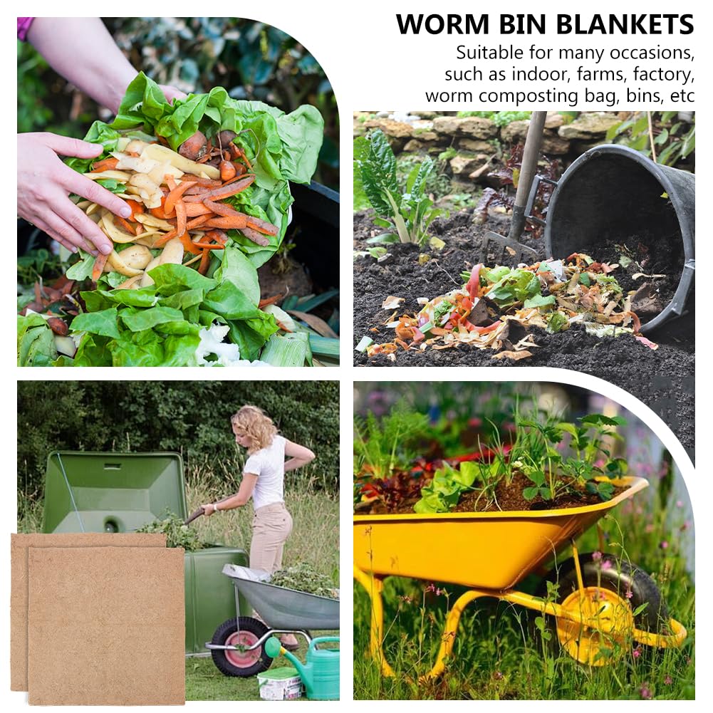 OLYCRAFT 2pcs Worm Blanket 60x60cm Worm Bin Blanket Worms Composting Blankets Jute Fiber Compost Bin Blankets Biodegradable Worms Farm Accessories for Compost Bins Farms Planter Garden Decoration — view 5