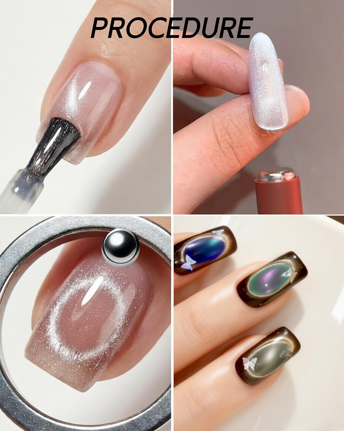 French Cat Eye Magnet Set, Hollow Circular and Elliptical Patterns