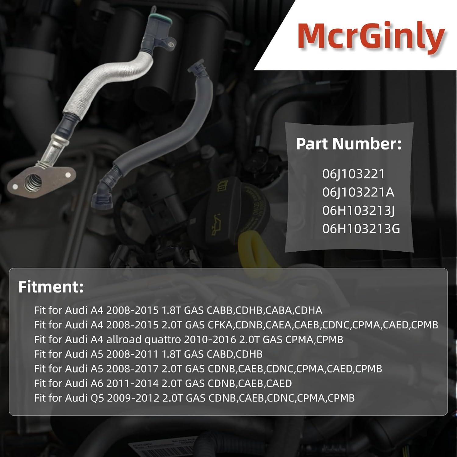 Crankcase Breather Hose Oil Separator Tube Pipe Compatible with Audi Q5 A5 A6 A4 allroad quattro 06J103221 06J103221A 06H103213J 06H103213G