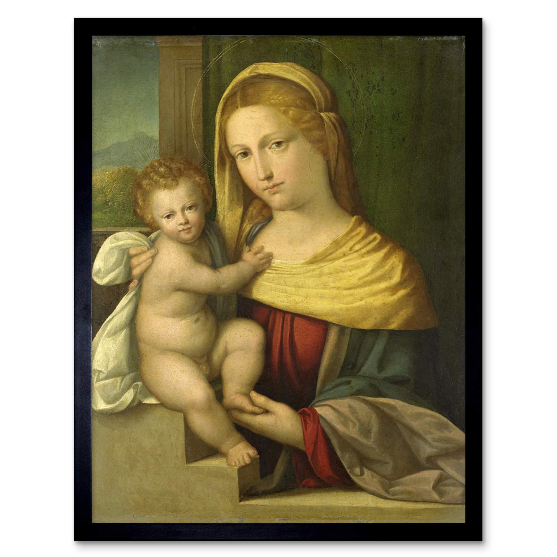 Artery8 Garofalo Madonna And Child Painting Art Print Framed Poster Wall Decor 12x16 inch