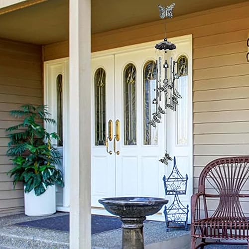 Miniatura 6 de Campanillas de viento para espacio exterior de 36 pulgadas, mariposas, tubo de aluminio, carillón de viento con gancho en S, regalos conmemorativos,