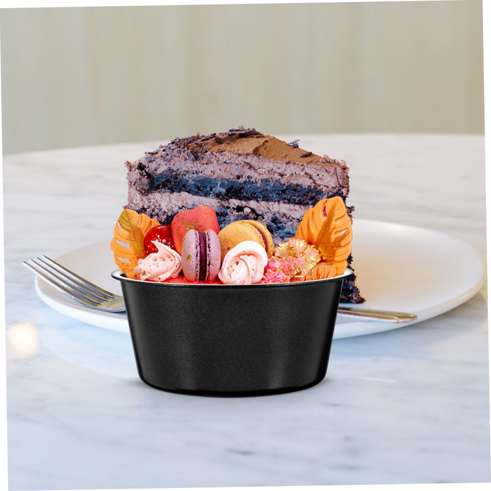 TOPBATHY 5 Juegos Molde De Pudín Molde Chocolate Muffins De Horneado Para Regalar Tapa De Pudín De Metal Metalico Para Pasteles Acero Carbono Black 3 Piezas * 5